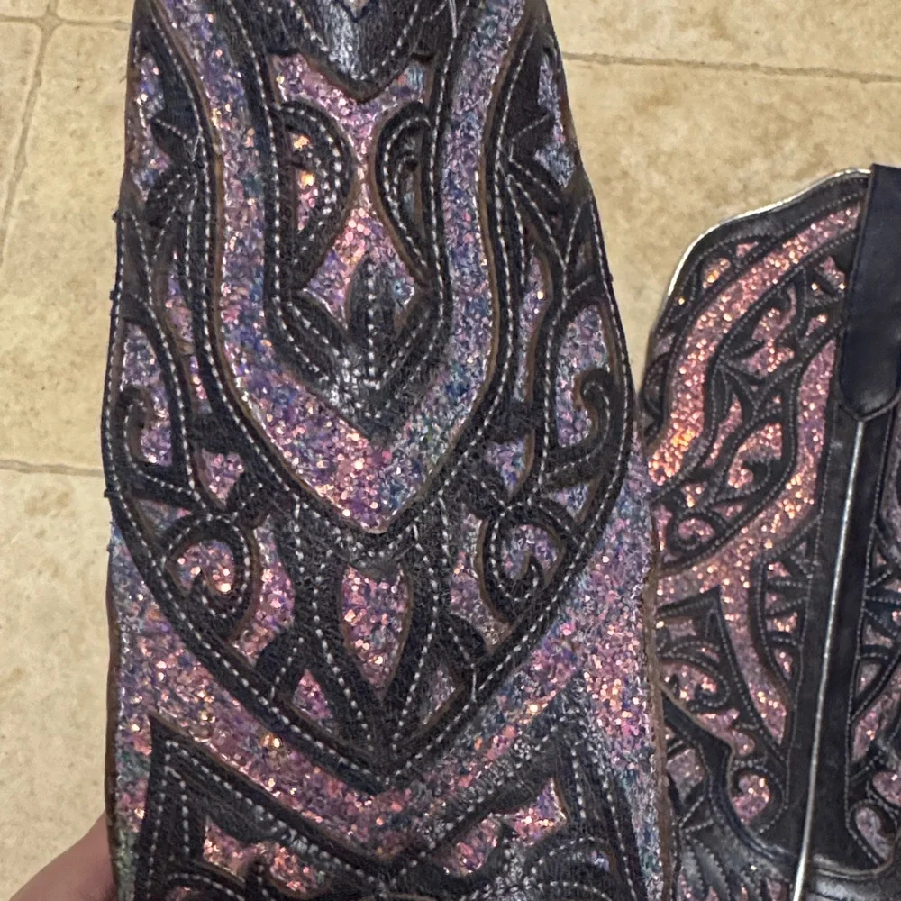 J.B. Dillon Embroidered Western Boots with Metallic Glitter Inlay Statement Co - Picture 10 of 10